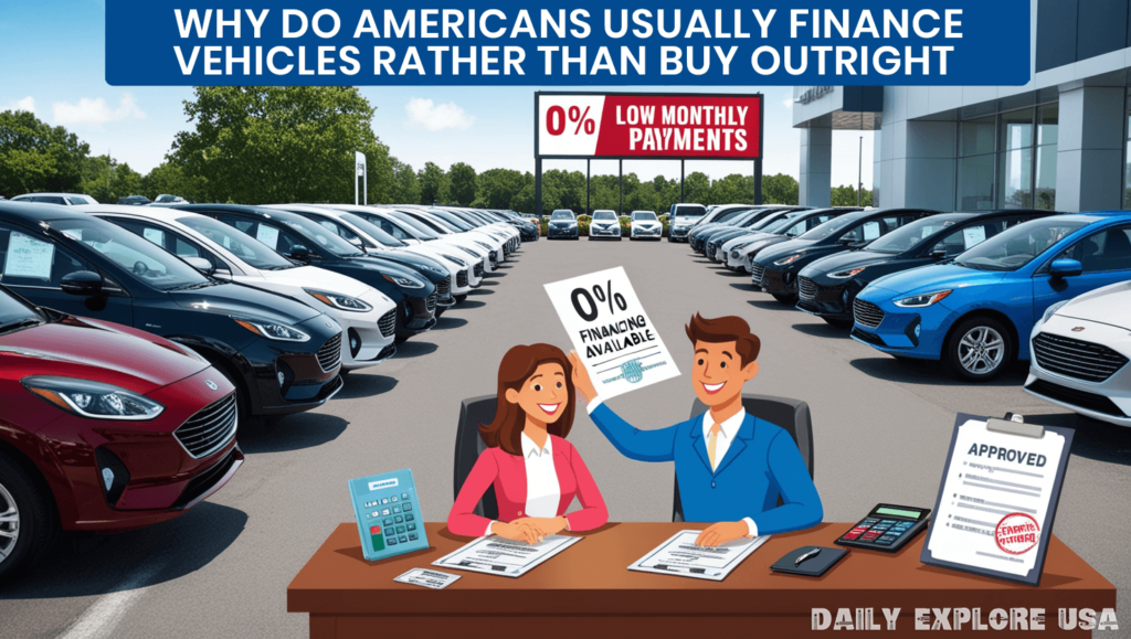 Why do Americans usually finance vehicles rather than buy outright